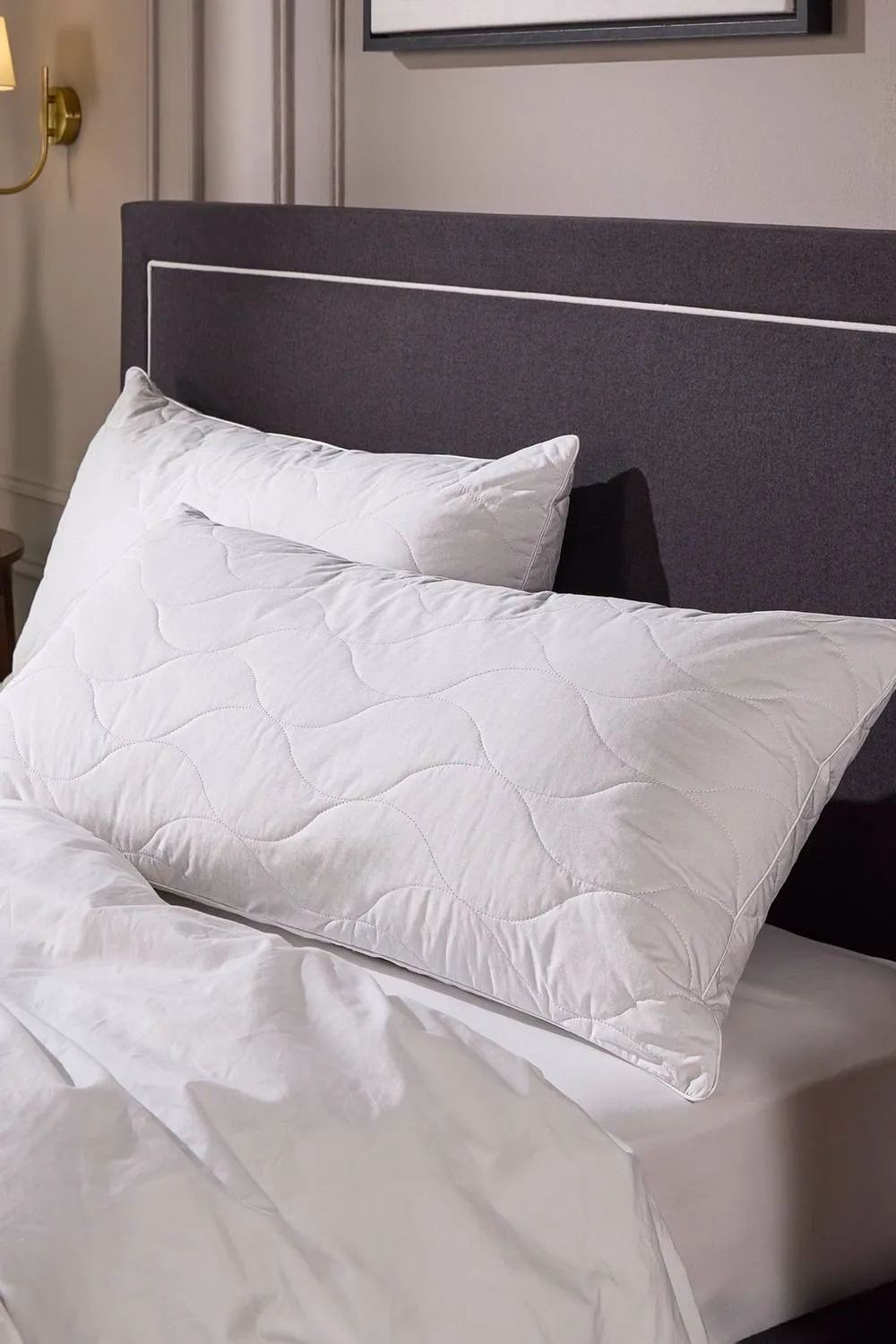Snuggledown 2 Pack Hotel Luxury Cotton Quilted Kingsize Firm Side Sleeper Pillow in White