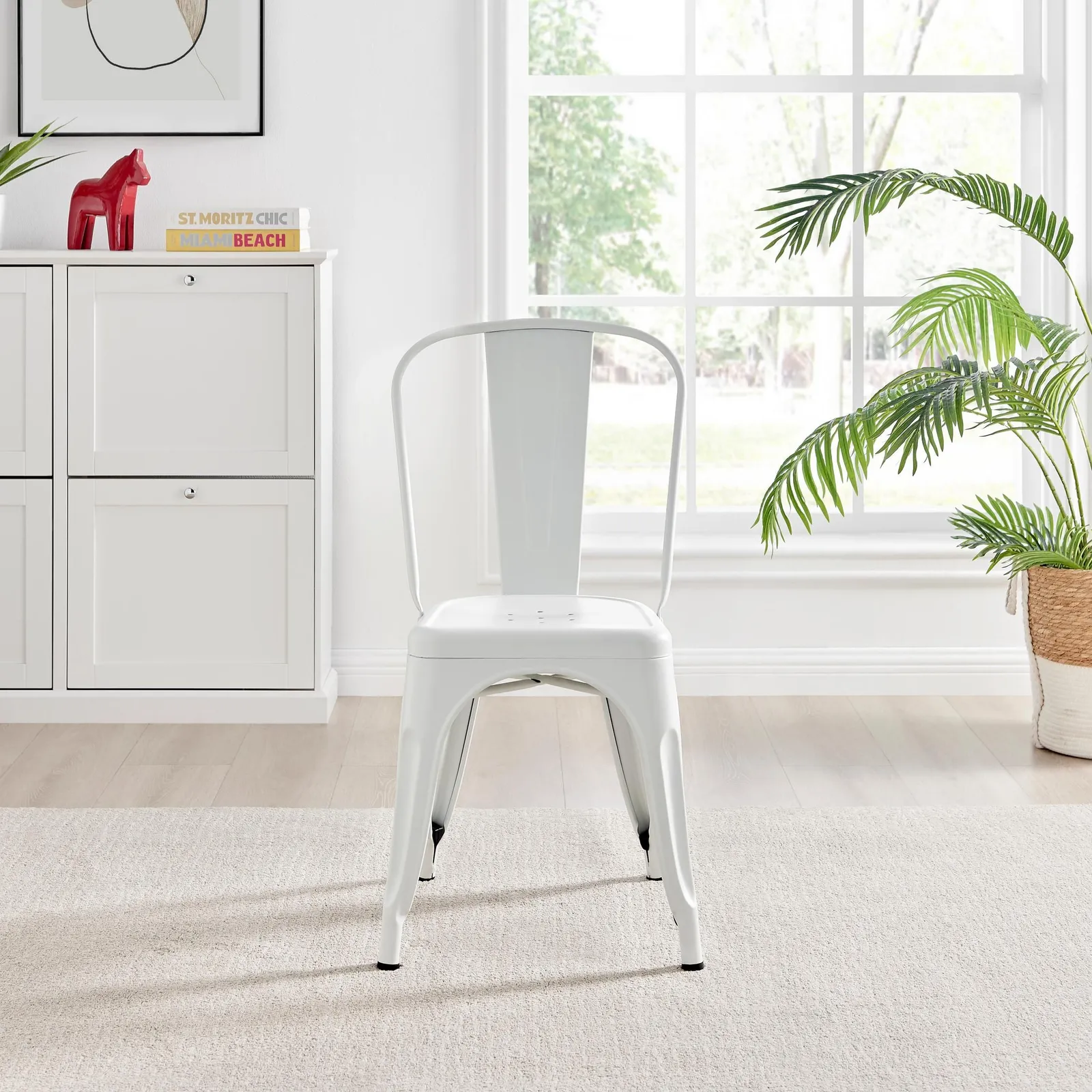 FurnitureboxUK Set of 2 Colton Industrial Steel Stackable Tolix Style Dining Chairs in White 4