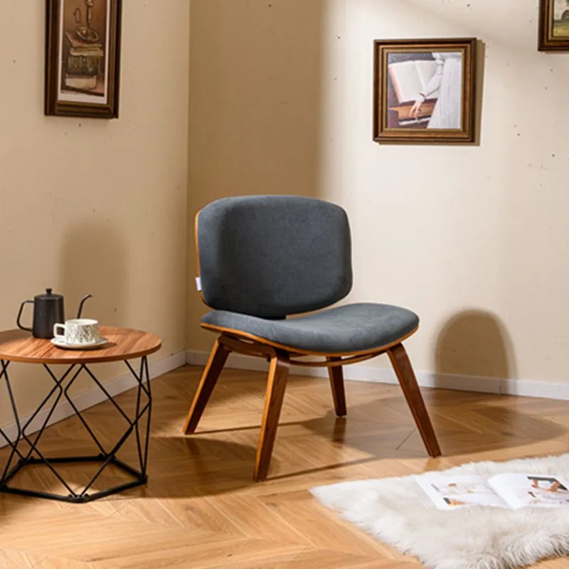 Costway Modern Accent Chair Upholstered Side Chair with Curved Backrest in Grey 1