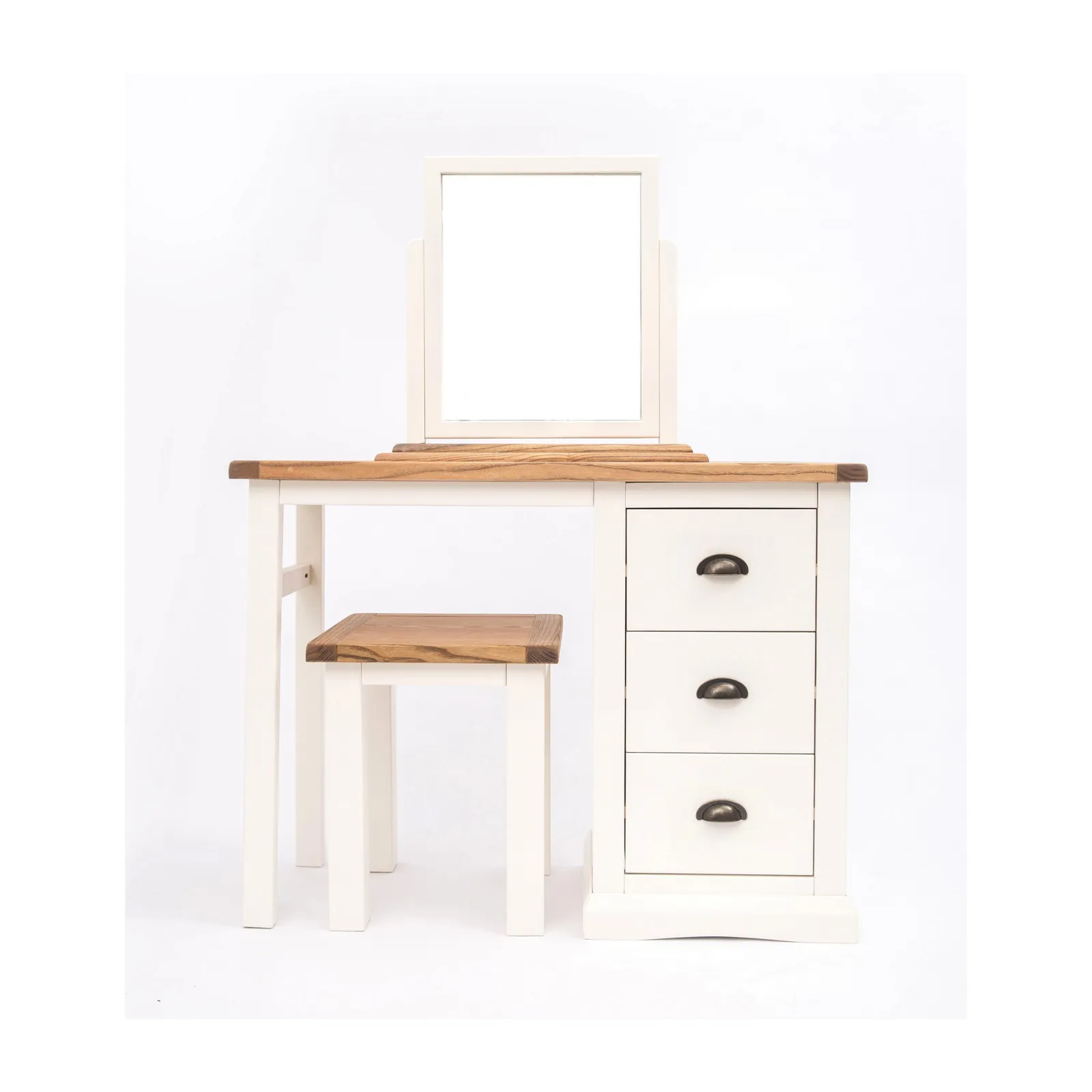 Cabinet Bits Cosenza 3 Drawer Dressing Table Set Brass Cup Handle in Off-White