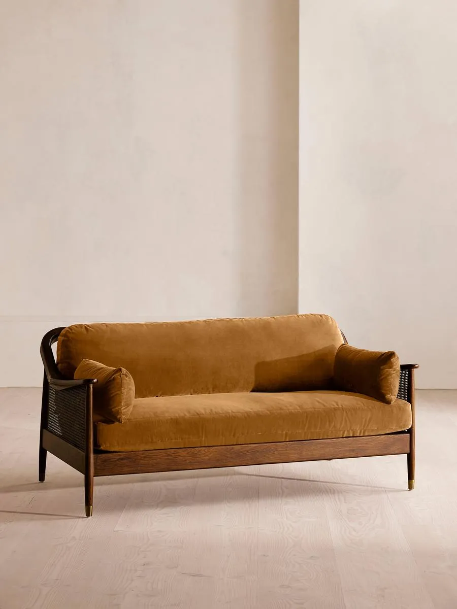Atlanta Three Seater Sofa, Velvet, Mustard