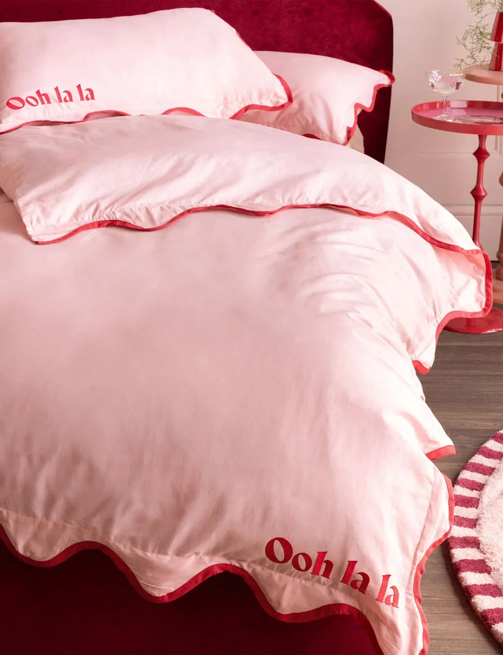Rockett St George Pure Cotton Frill Trim Ooh La La Duvet Set Pink Mix