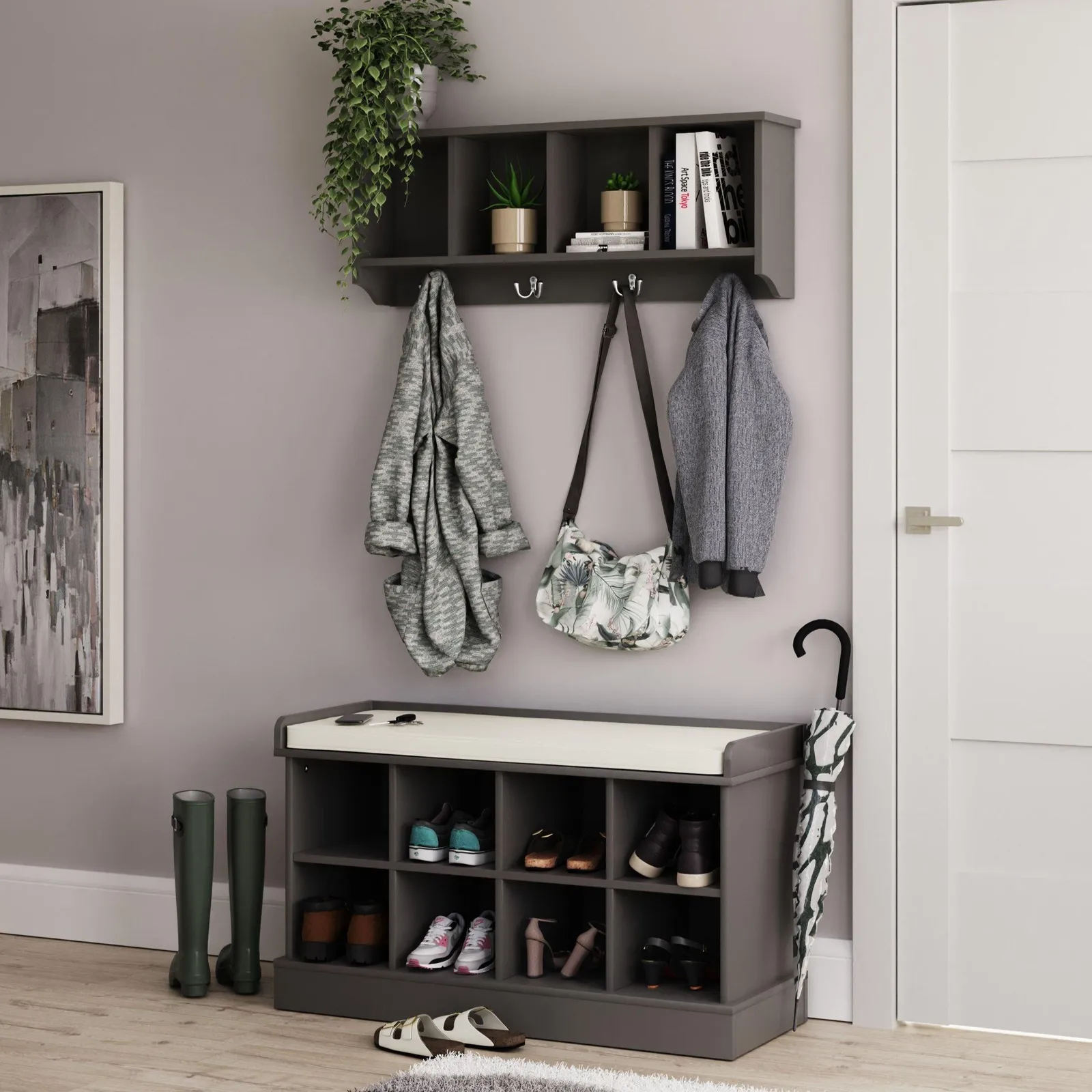 GFW Kempton Shoe Bench in Grey 5