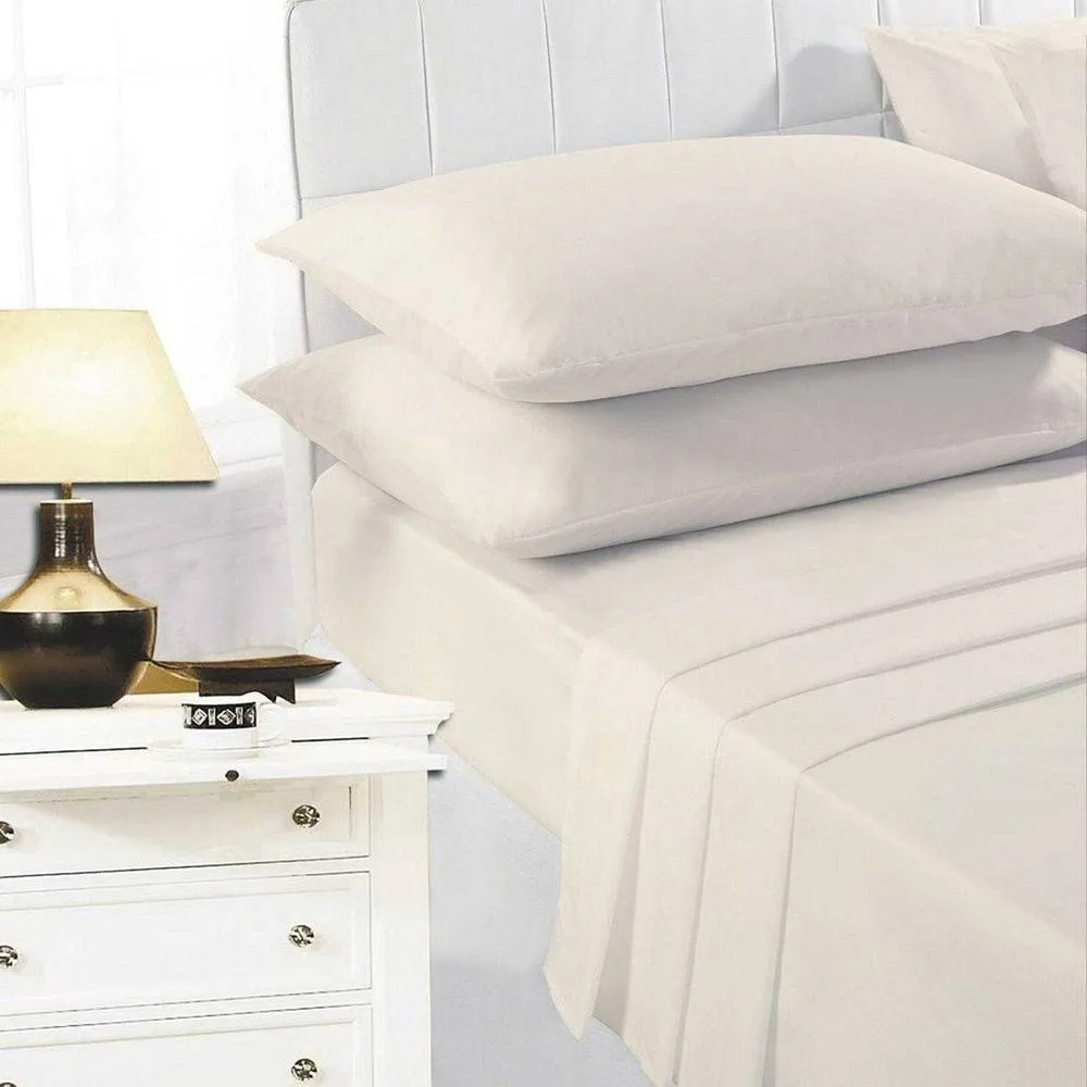 K Collection Percale Percale Fitted Sheet in Cream