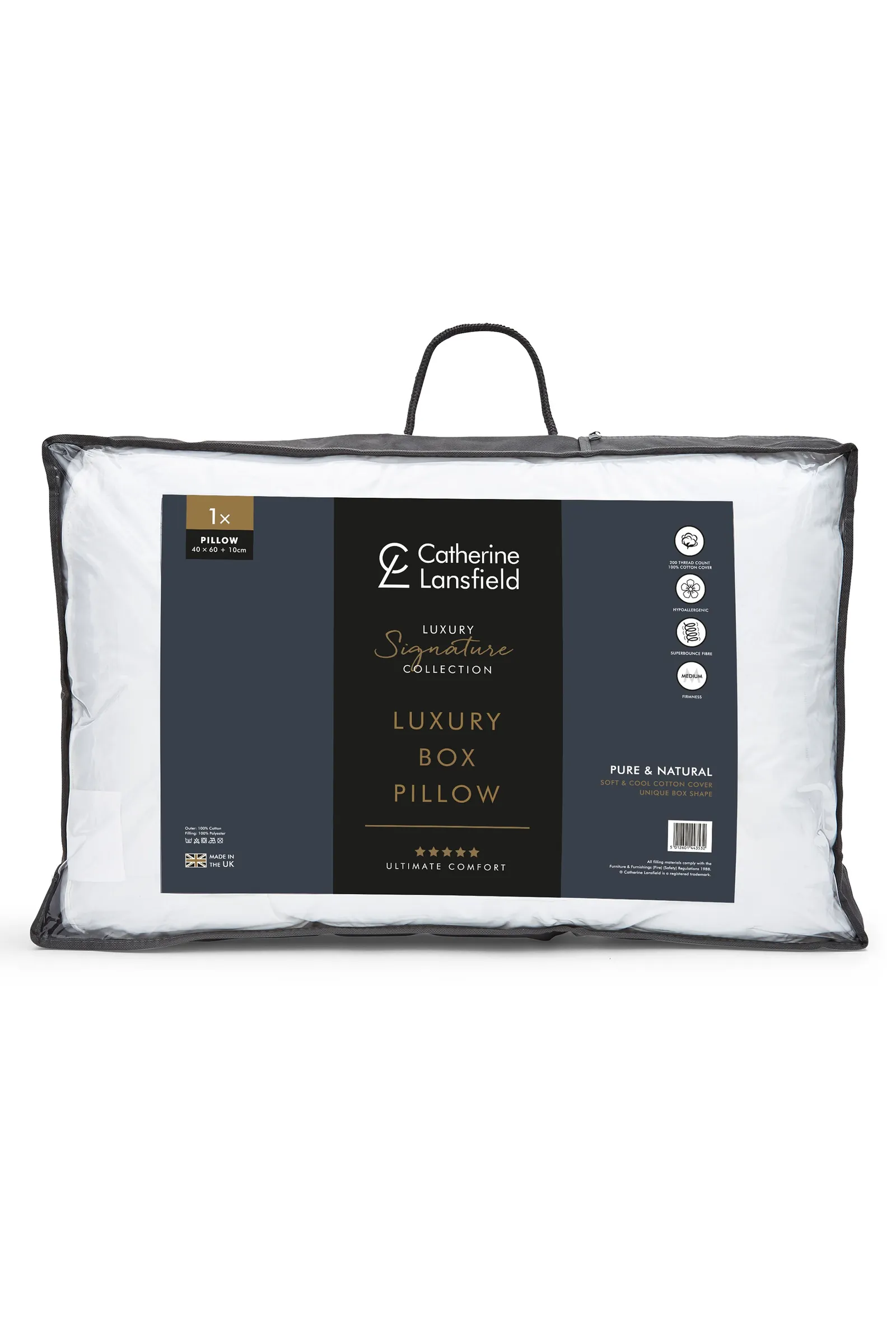 Catherine Lansfield 'Luxury Box' Cotton Pillow in White 5