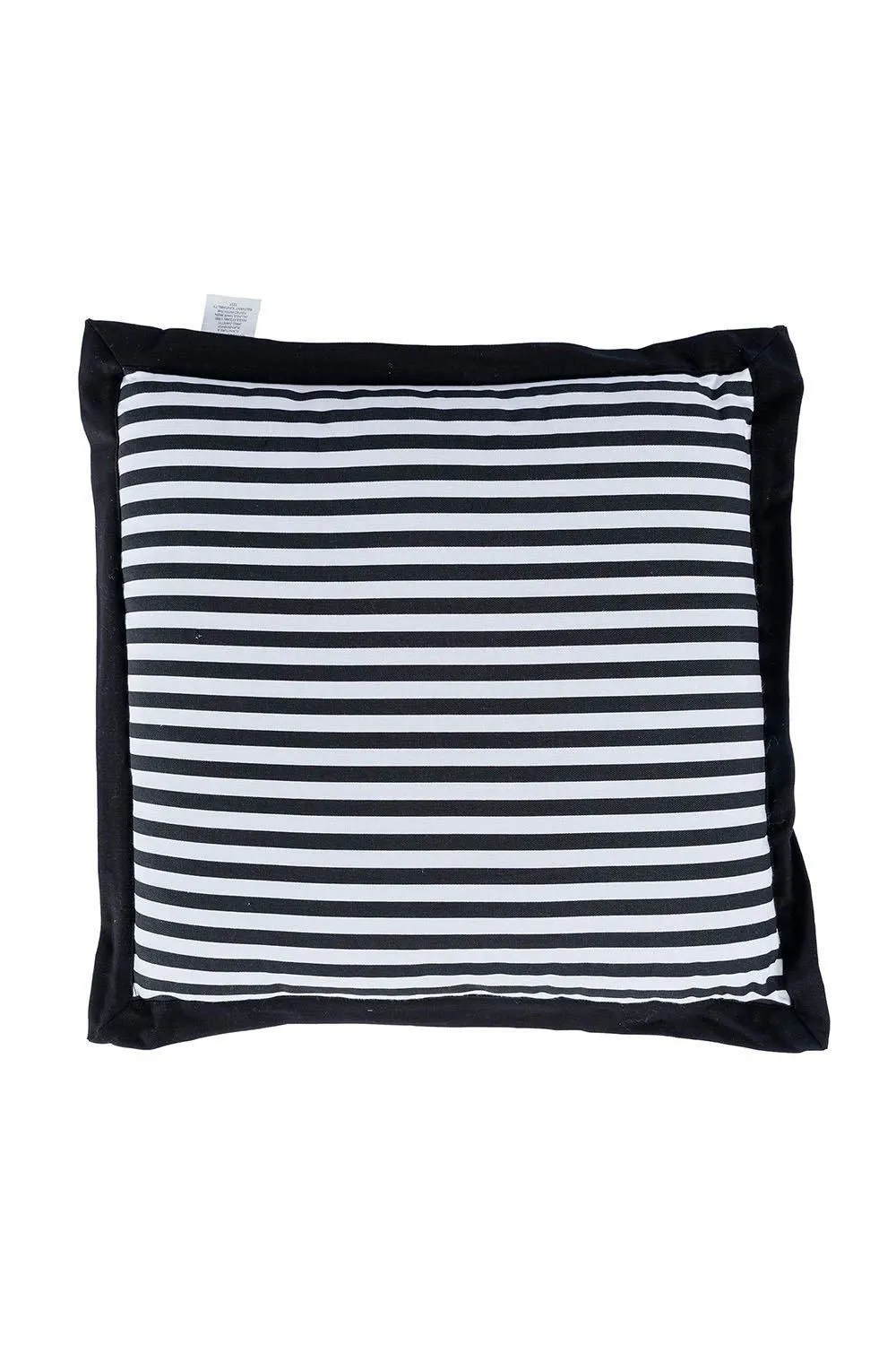 Homescapes Handmade Striped Seat Pad Soft Cotton Dining Chair Cushion in Black