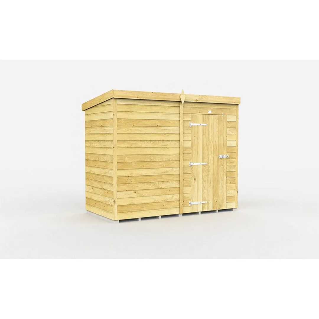 Buttercup Farm 7 x 4 Feet Pent Shed - Single Door W/O Windows - L118 x W214 x H201 cm in Brown