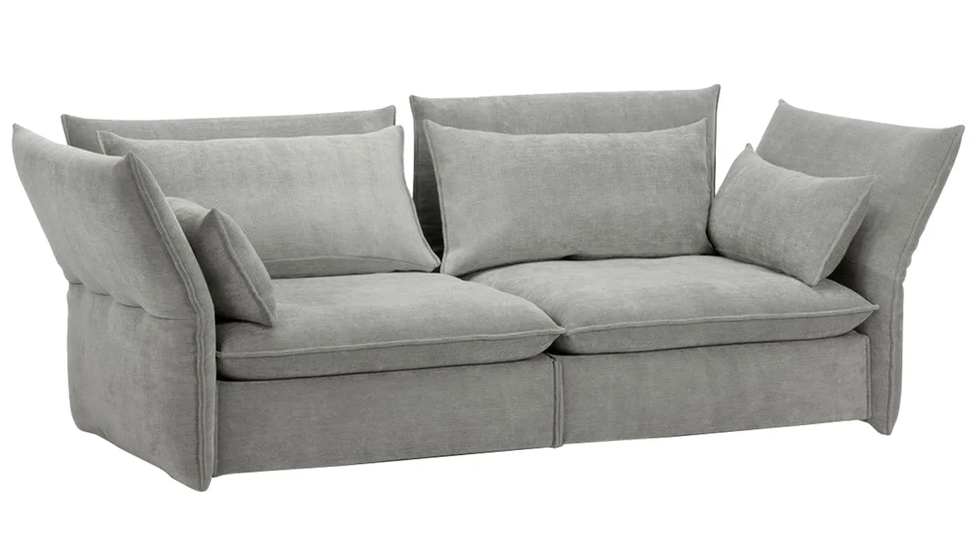 Vitra Mariposa 2 1/2 Seater Sofa Iroko Silver Grey