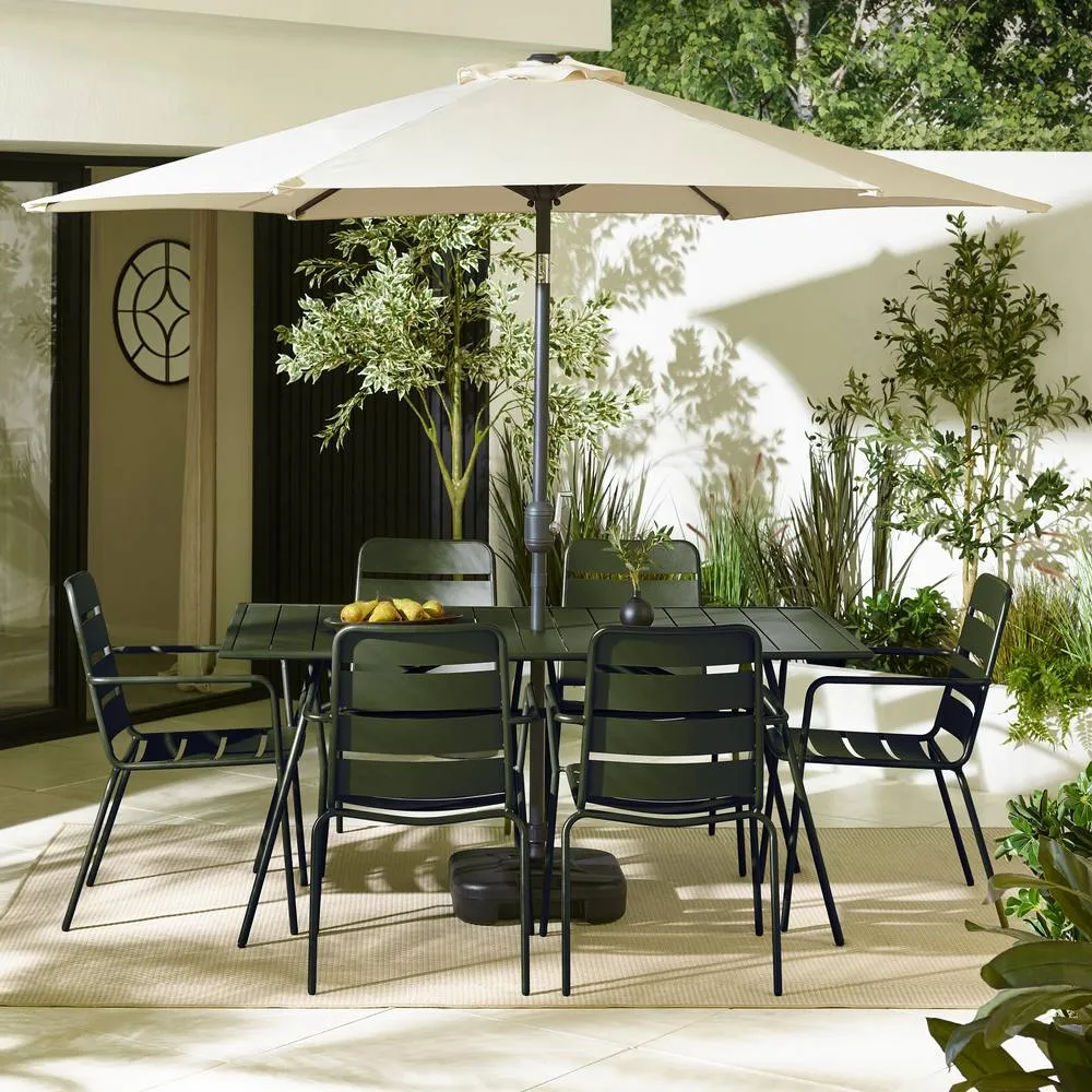 FurnitureboxUK Furniturebox UK Leros Metal 6 Seat Garden Dining Set in Green 2