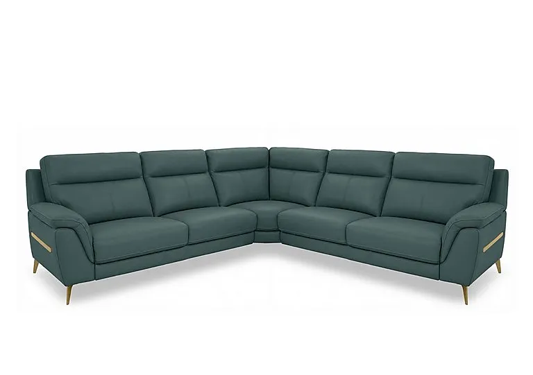 Eclipse Large Leather Corner Sofa - Lake Green