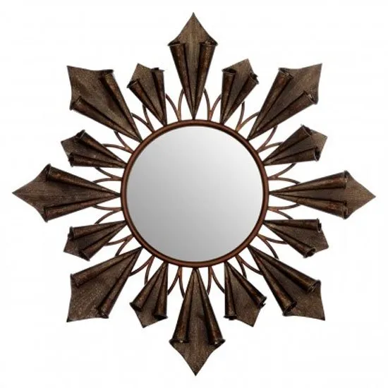 Varian Sunburst Wall Bedroom Mirror In Antique Gold Frame