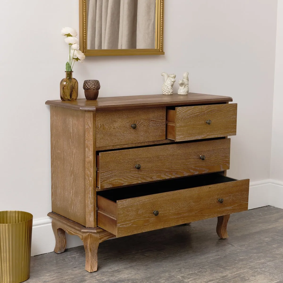 Melody Maison 4 Drawer Dark Wood Chest Of Drawers - Ashwell Range in Brown 6