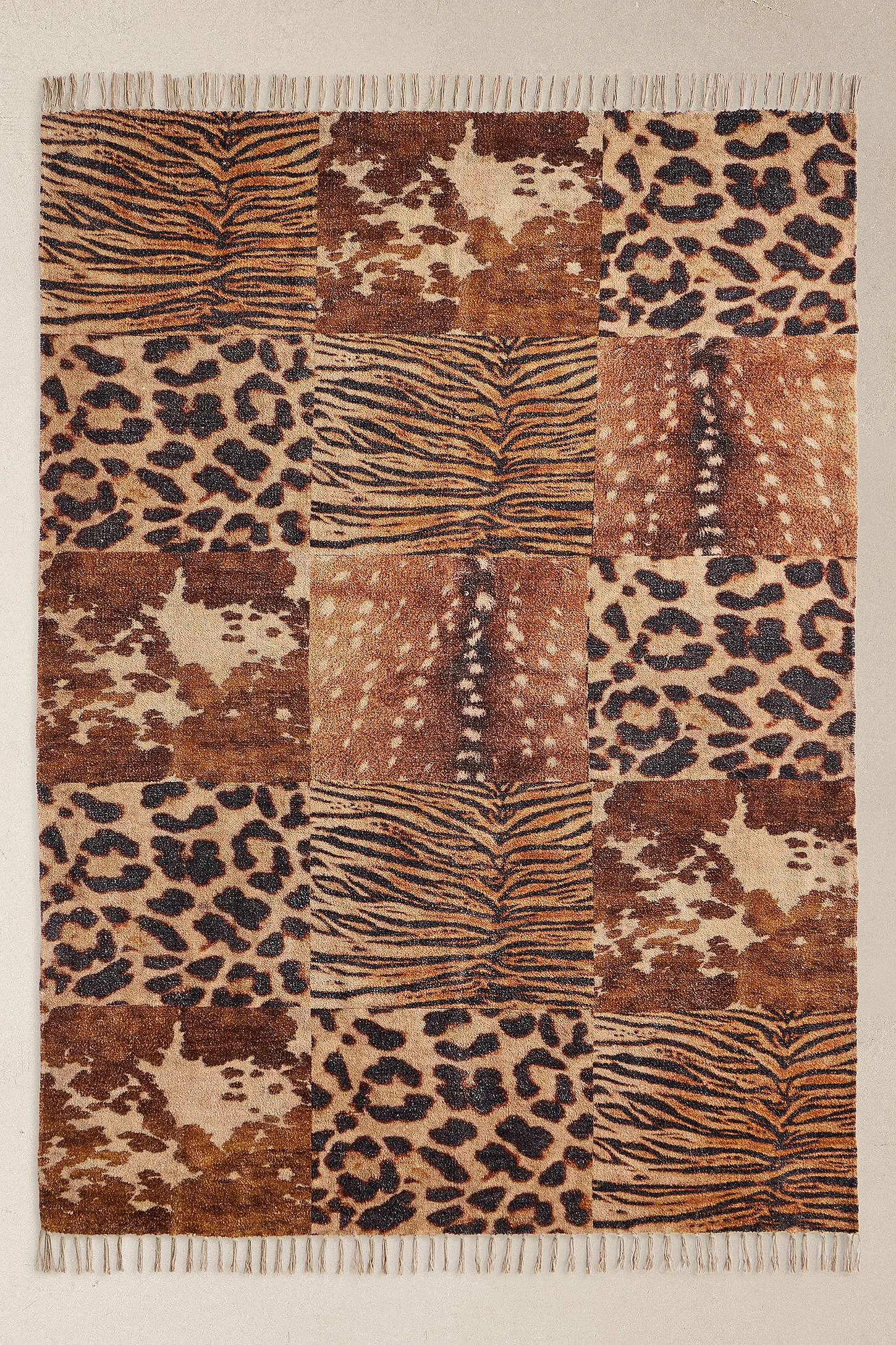 Eliza Animal Patchwork 5x7ft / 150x210cm Rug - Neutral