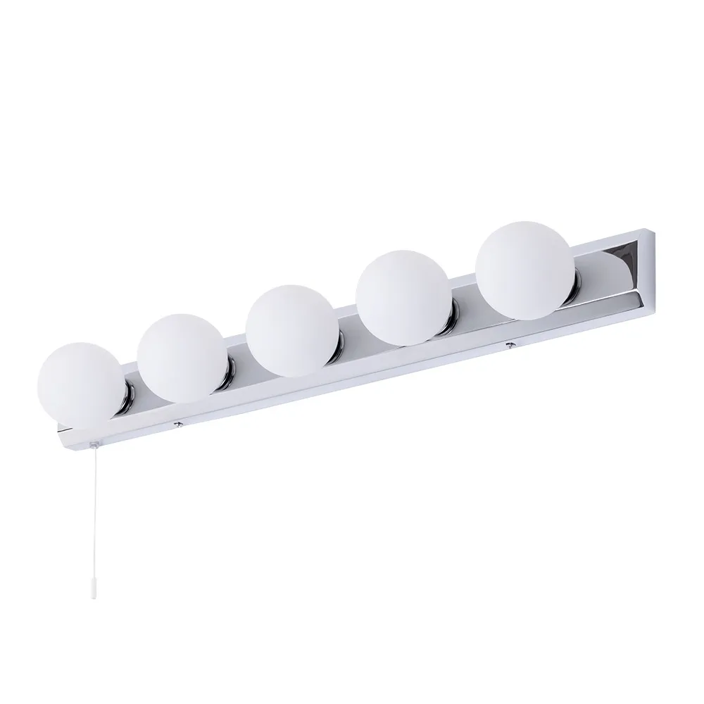 Lara Hollywood Style Bathroom Wall Light, Chrome 1