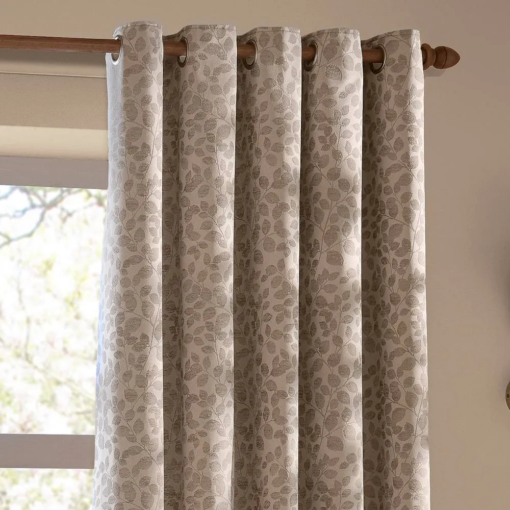 Wylder Grace Leaf Jacquard Fully Lined Eyelet Curtain Pair in Nude 4