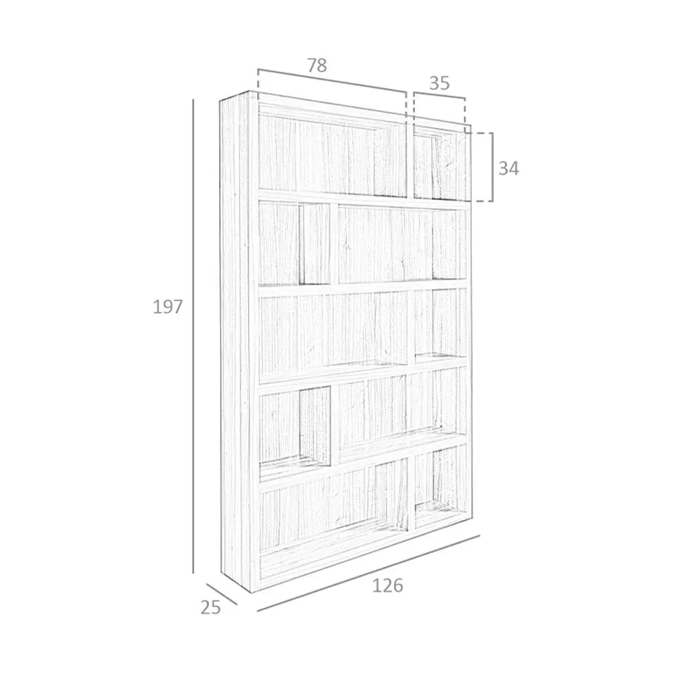 Angel Cerda Walnut Veneer Bookcase 126x25x197 cm Model 6