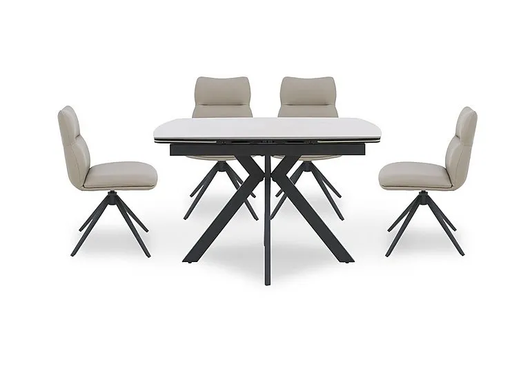 Quattro Extending Draw Leaf Table and 4 Swivel Dining Chairs - Sand