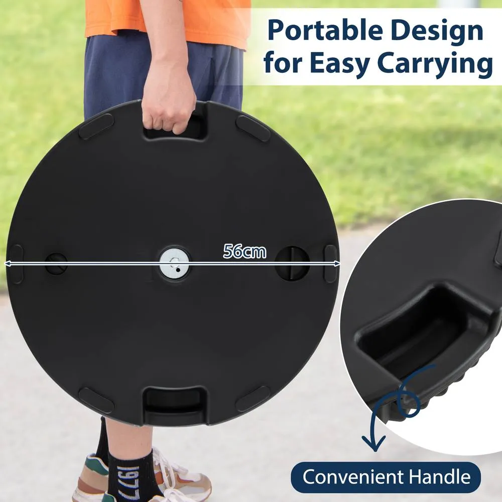 Costway Outdoor Parasol Base 25KG Water & Sand Fillable Umbrella Stand in Black 6