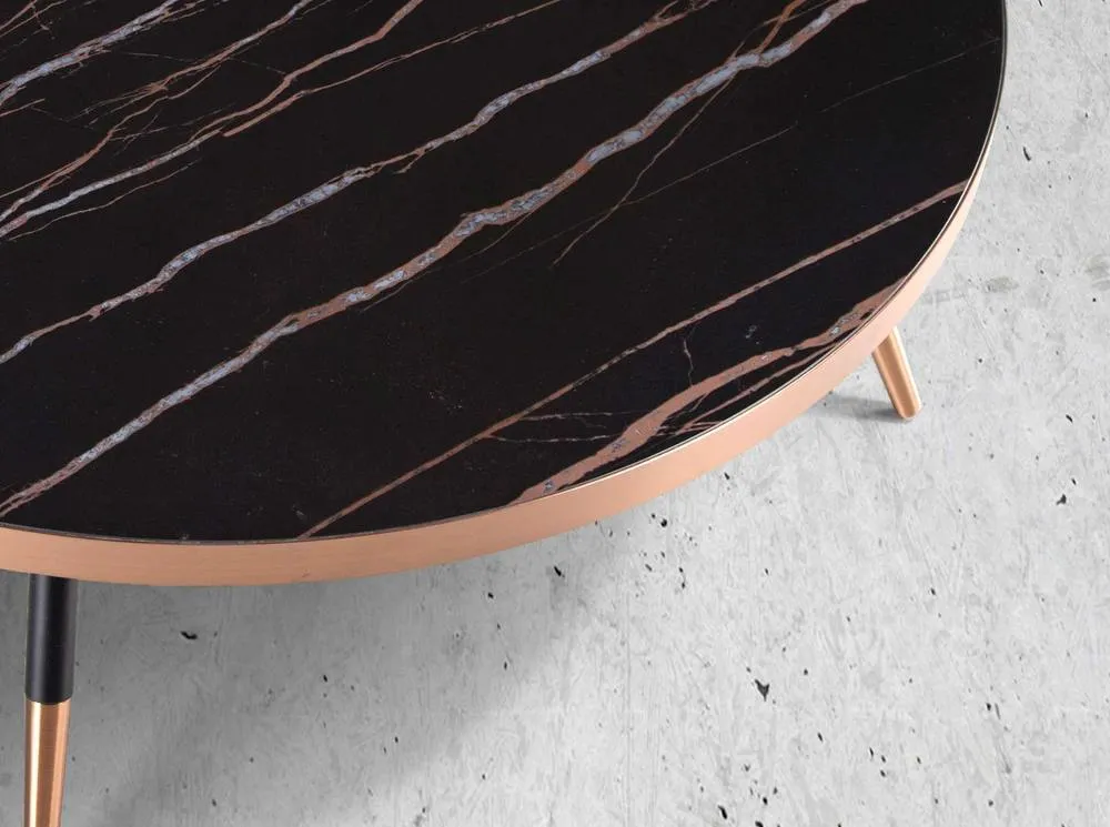 Angel Cerda Round Coffee Table 90x30 cm Black Porcelain Marble 5
