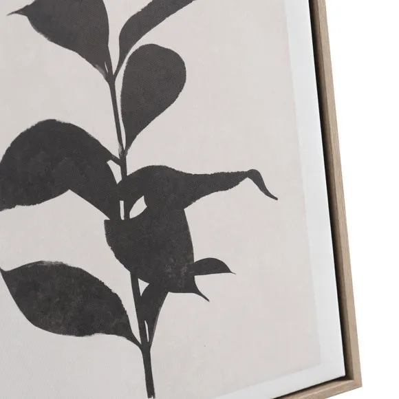 Set of 2 Natural and Black Leaf Print Framed Canvases 4