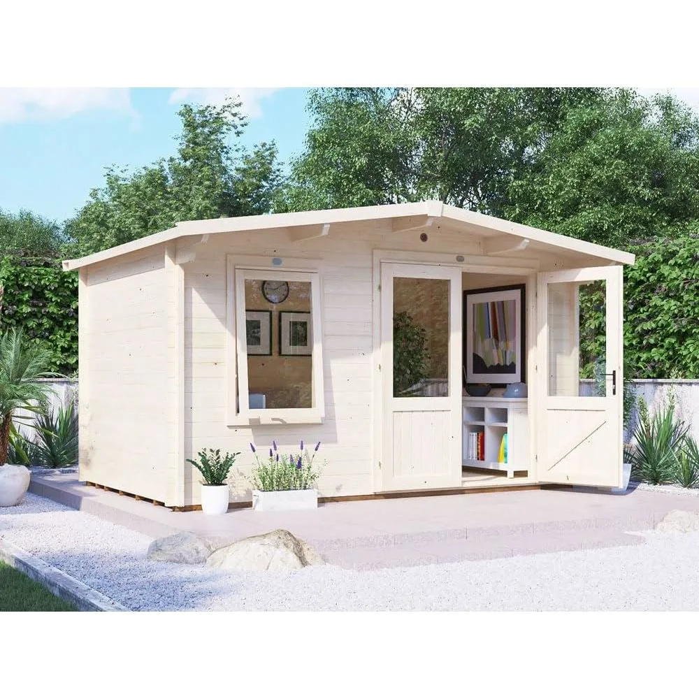 Dunster House Log Cabin W4m x D2.5m / W13' x D8' 45mm Wall Thickness in Natural White 2