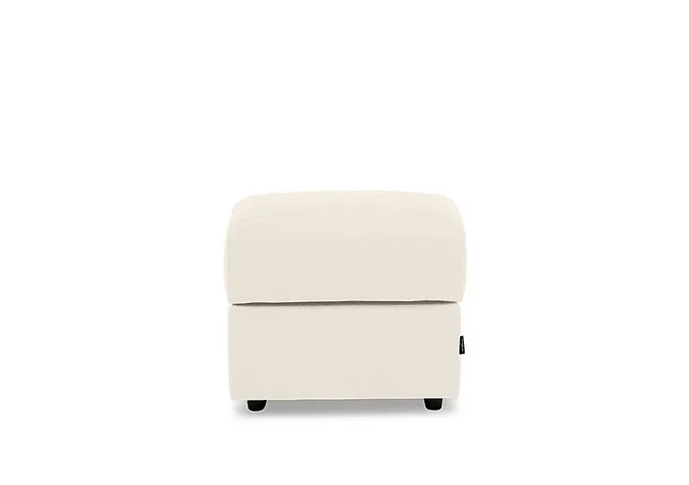 Marconi Square Leather Storage Footstool - Torello Bianco Puro