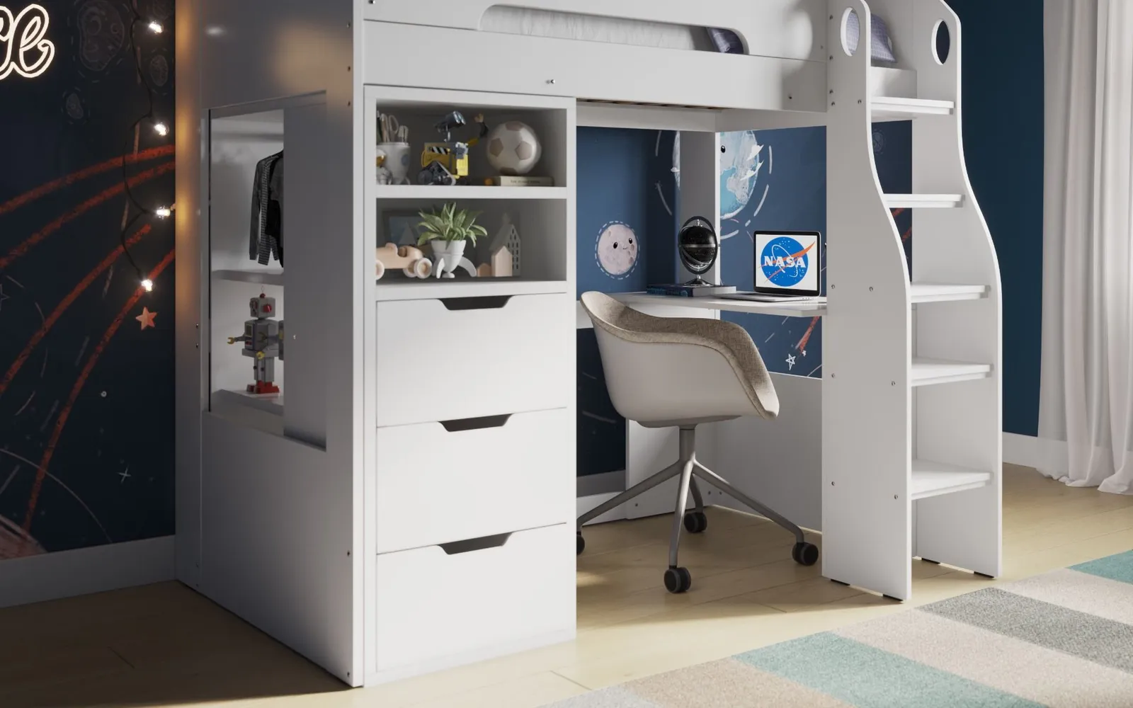 Flair Cosmic Storage Sleeper Bed in White 4