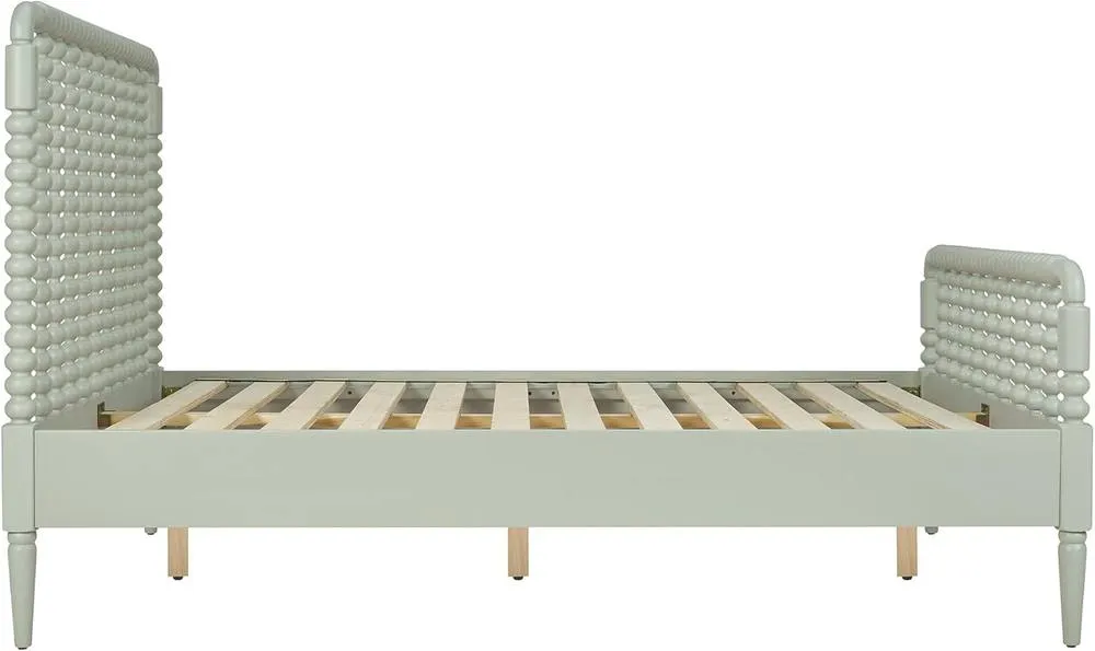 Statement Furniture Cromwell 5ft Wooden Bed Frame with Bobbin Design Head & Footboards in Light Green 3