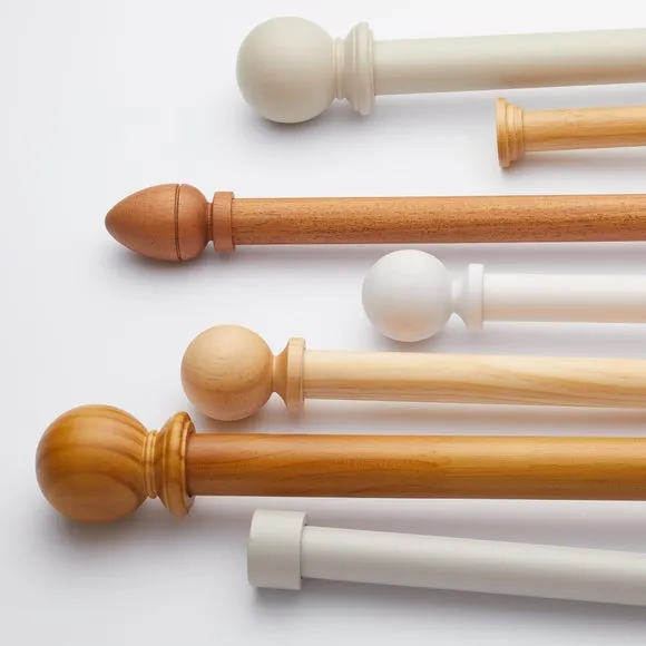 Ashton Fixed Wooden Curtain Pole with Rings 4
