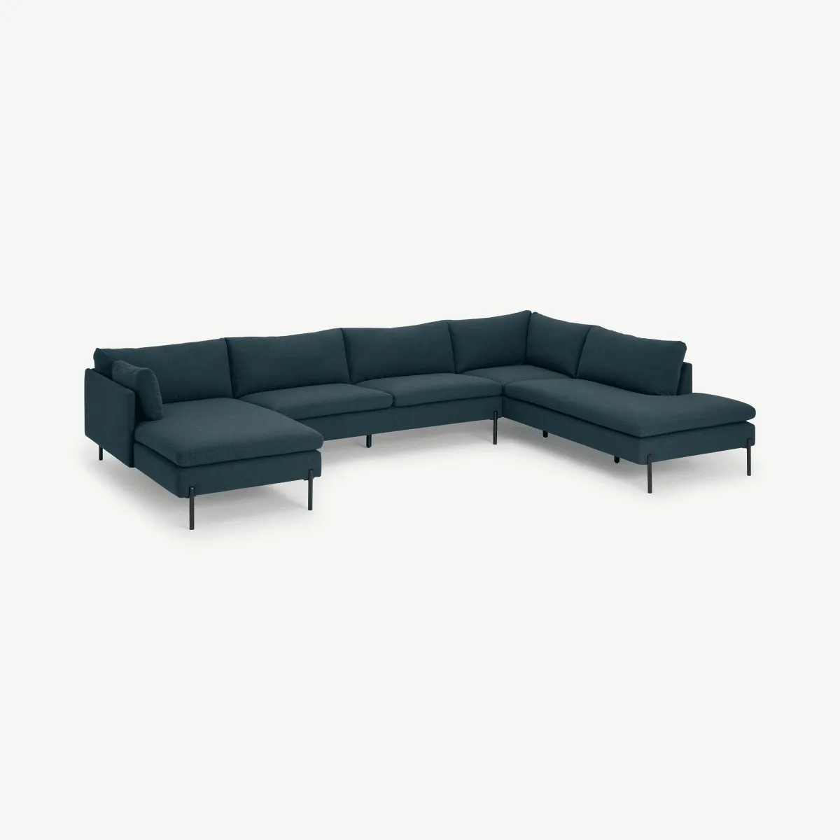 Zarina Right Hand Facing Corner Sofa, Aegean Blue Fabric