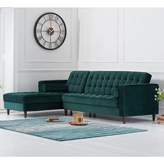 Centaurus Left Handed Velvet Sofa Bed In Green
