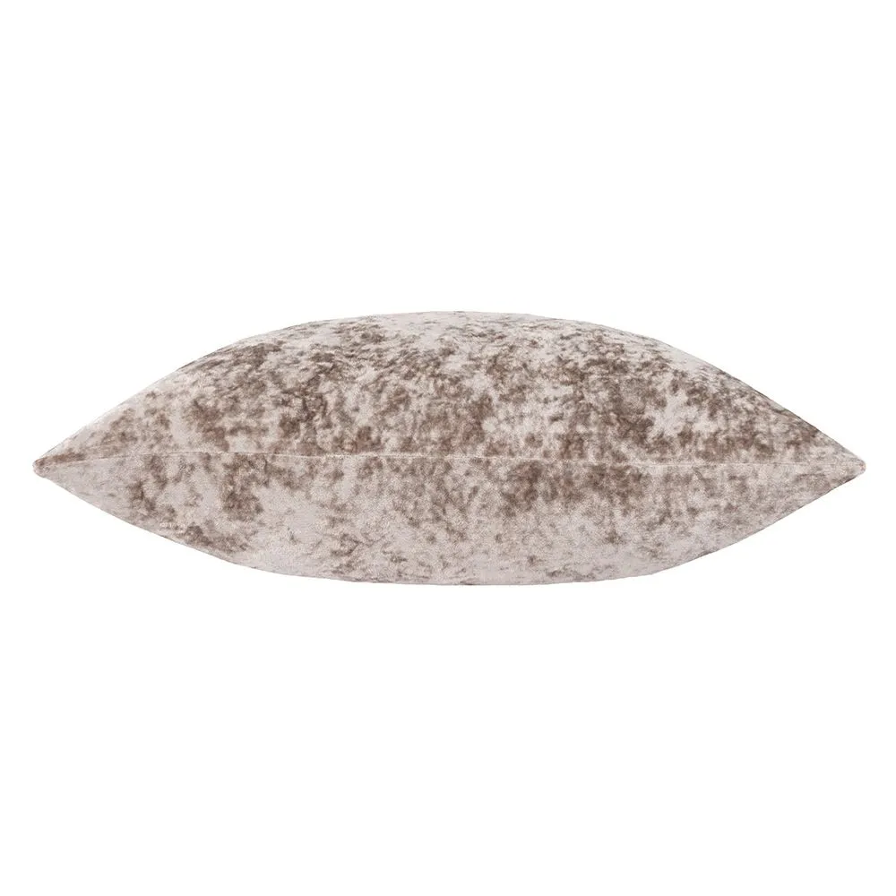 Paoletti Verona Crushed Velvet Sqaure Polyester Filled Cushion in Natural 2