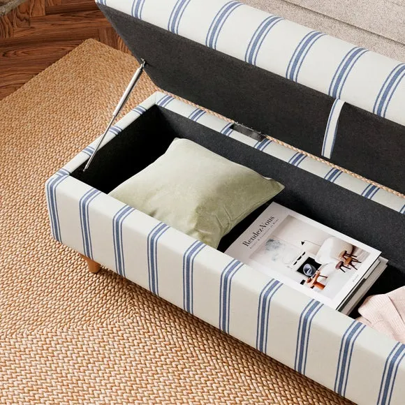 Long Folkstone Stripe Storage Footstool 3