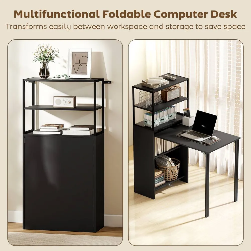 HOMCOM Foldable Computer Desk, Home Office Desk for Small Spaces, Black 4