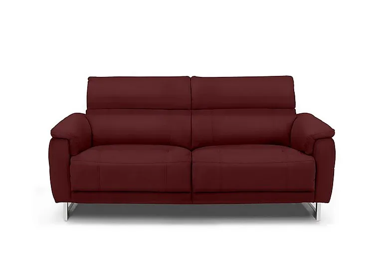 Moet 3 Seater Leather Power Recliner Sofa with Telescopic Headrests - Ruby
