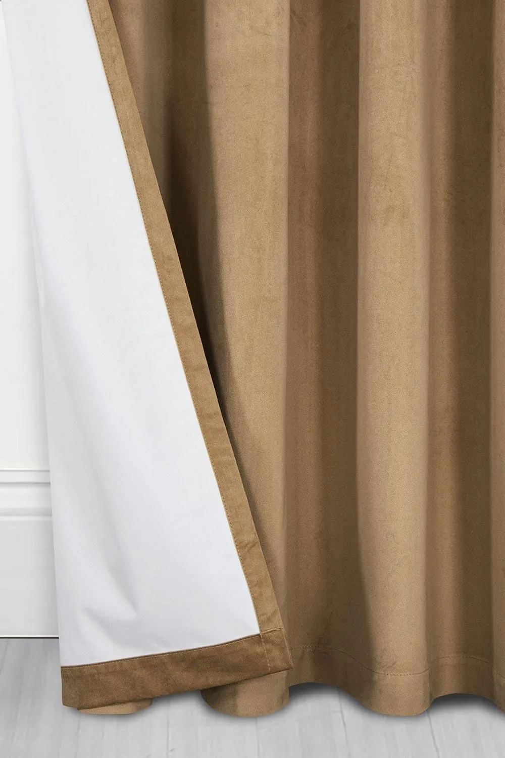 Homescapes Thermal 100% Blackout Velvet Curtains in Beige 3