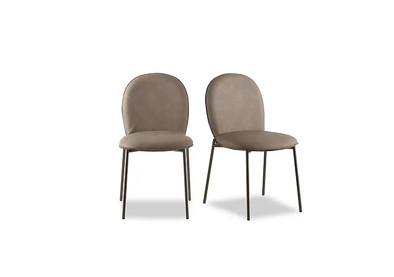 Riley Pair of Mid Lava Metal Leg Dining Chairs - Desert