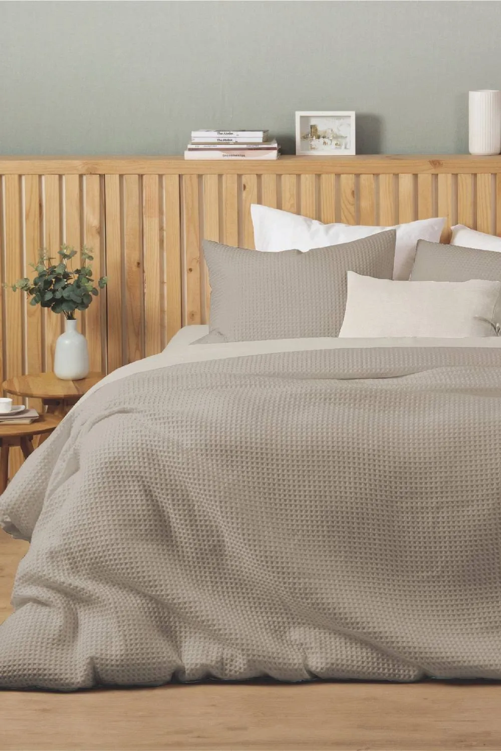 Ezysleep Honeycomb Waffle Duvet Cover Set in Taupe 1