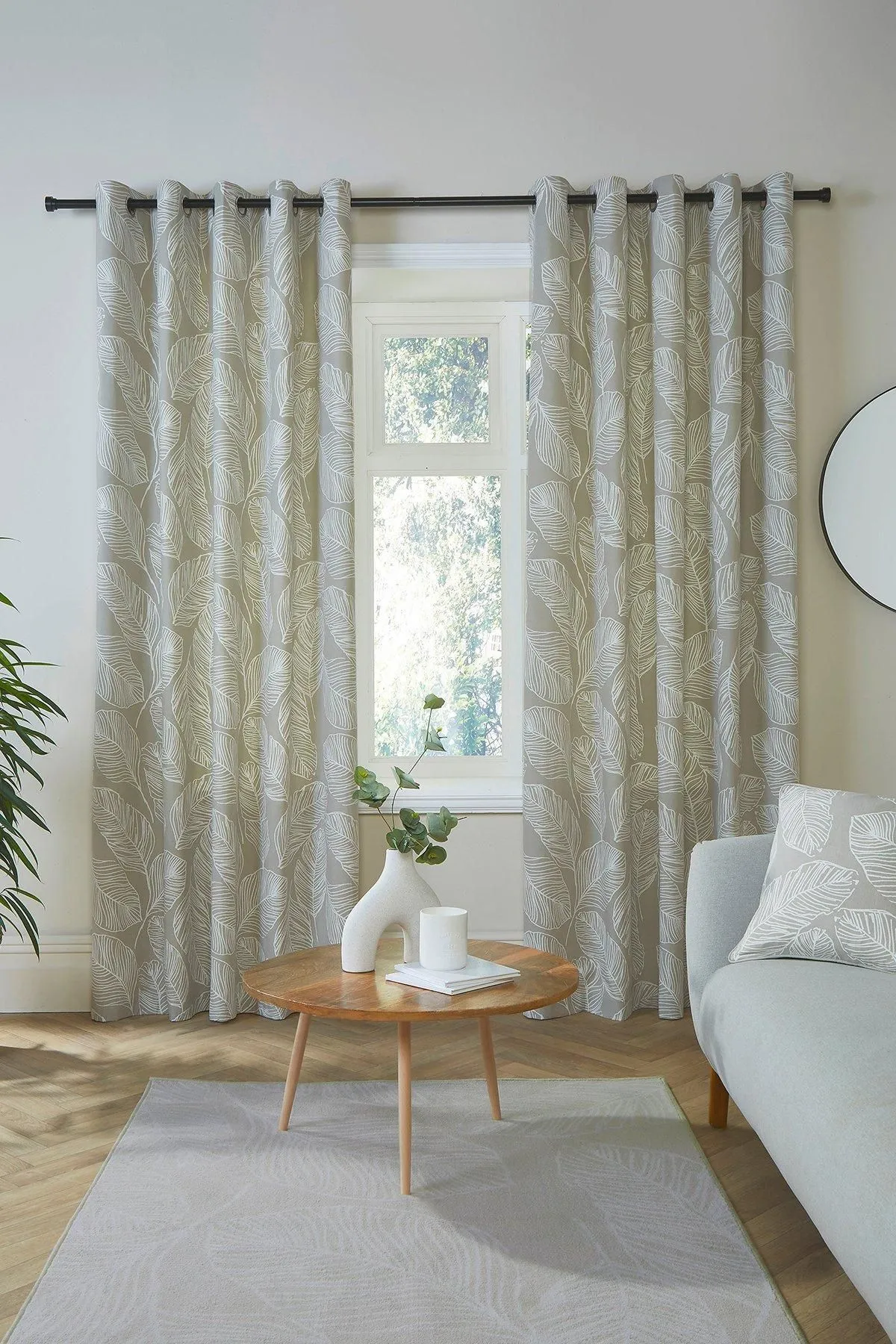 Fusion 'Matteo' 100% Cotton Light Filtering Pair of Eyelet Curtains in Natural