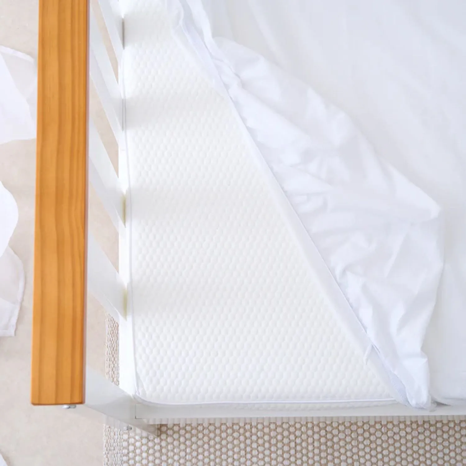 The Tiny Bed Company Waterproof Fitted Mattress Protector Junior Single Bed 190 x 90cm in White