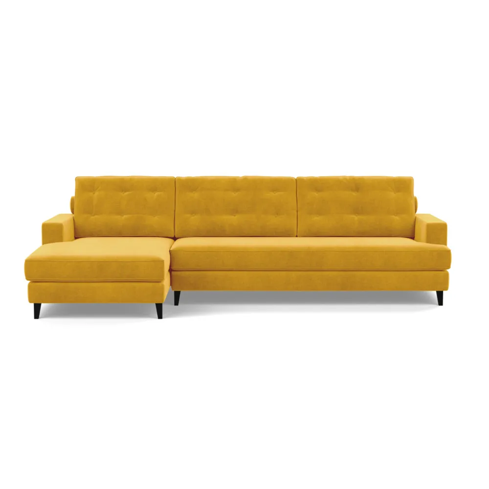 Heal's Mistral Left Hand Facing Corner Sofa Smart Luxe Velvet Canary Black
