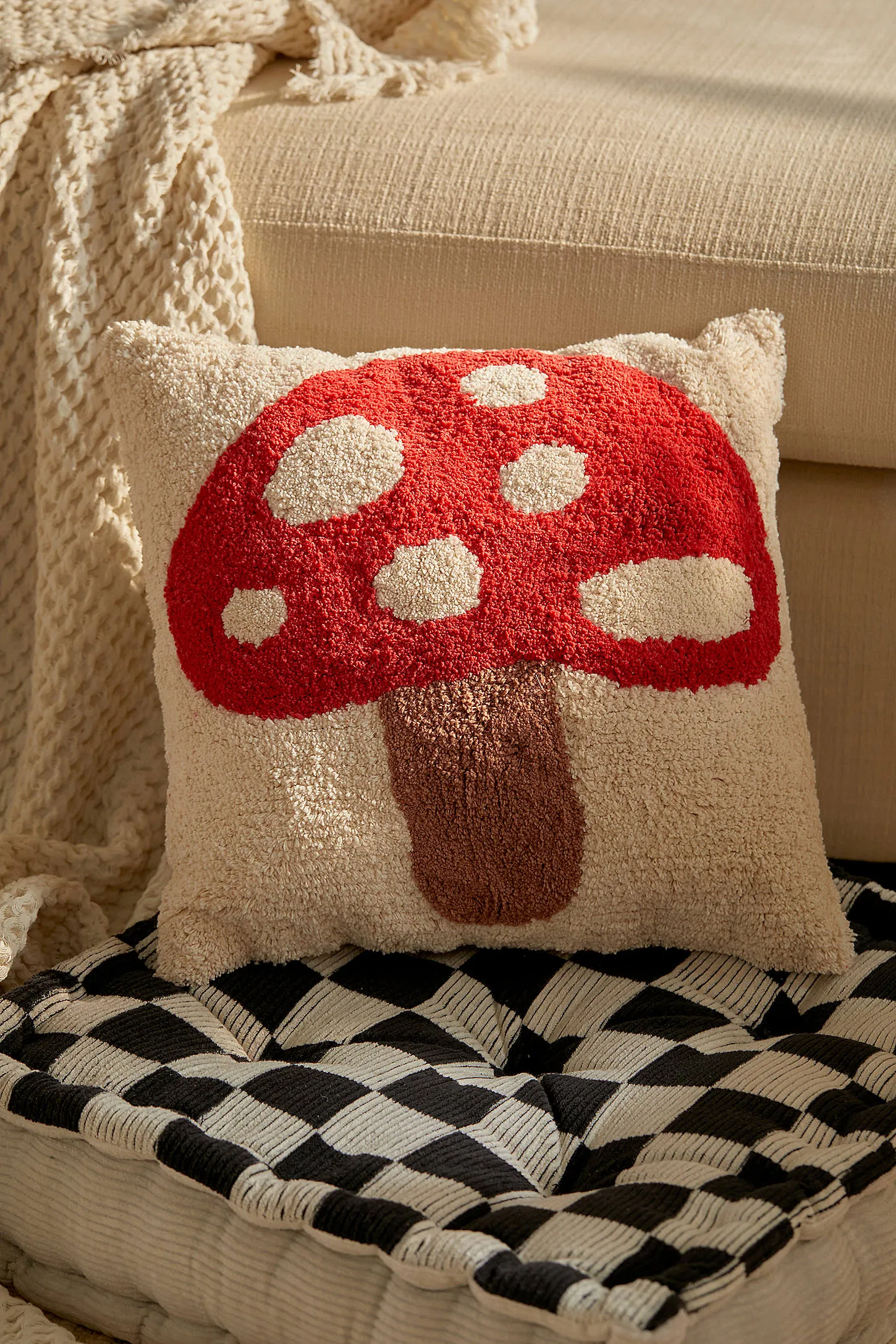 Tufted Mushroom Mini Cushion