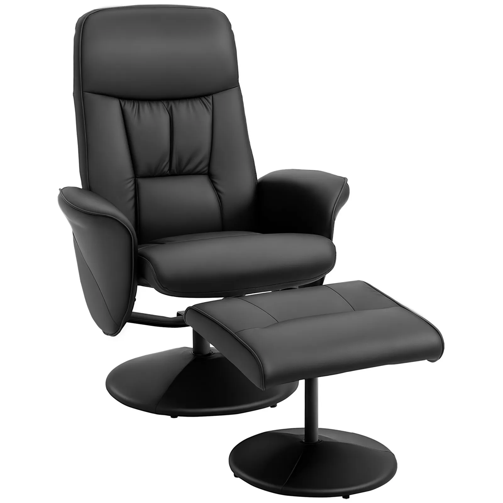 HOMCOM 2 Pcs Reclining Armchair Ottoman 360° Swivel Home Furniture PU Leather in Black 2