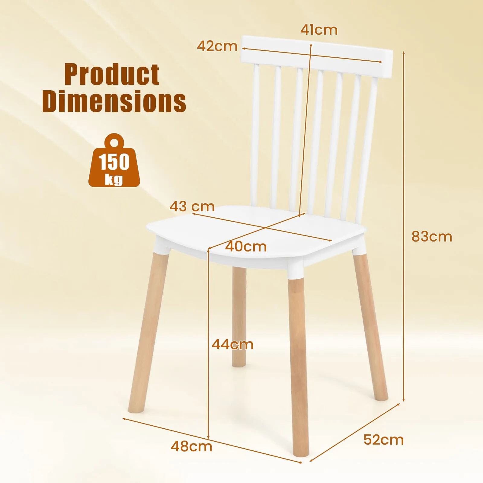 Costway Set of 4 Windsor Dining Chairs Kitchen Armless Side Chairs-White in White 2