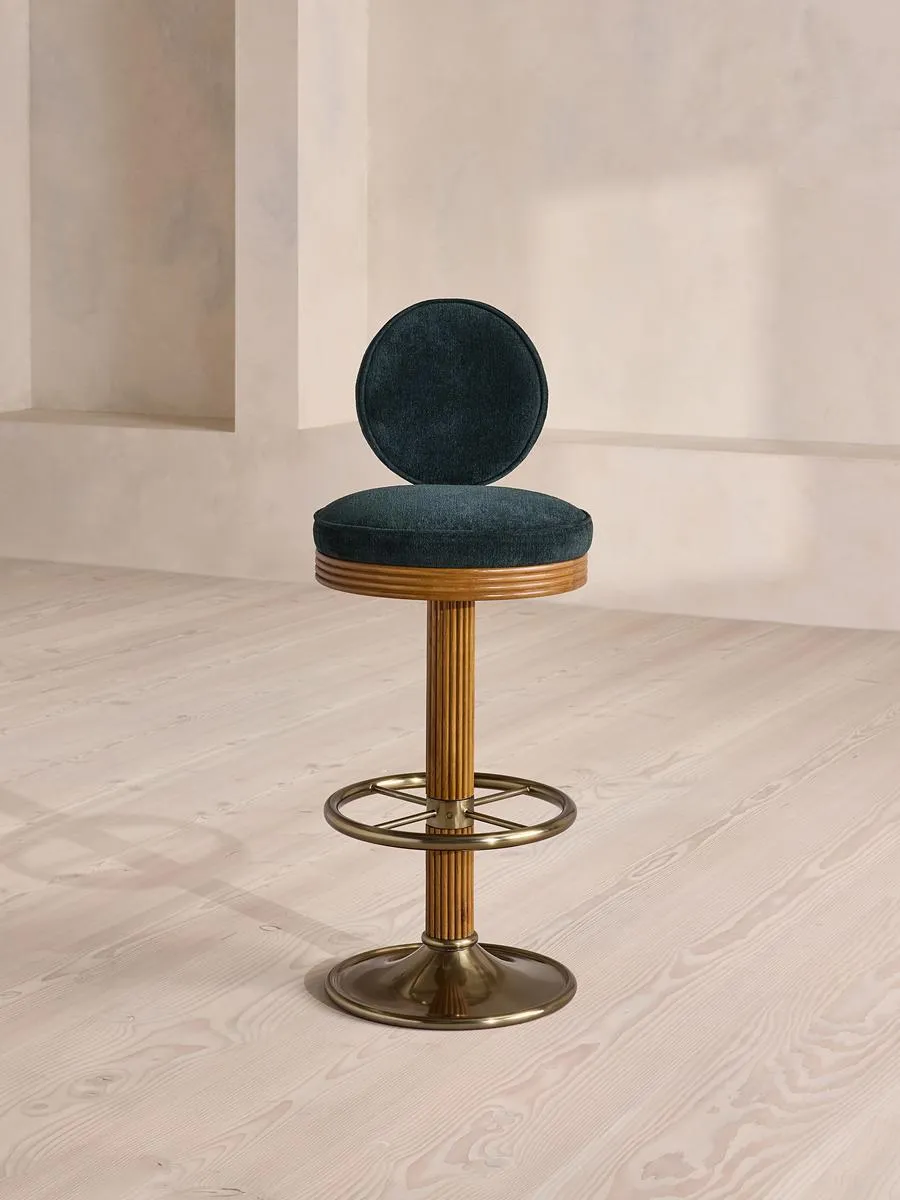 Alma Barstool, Linen Chenille, Deep Teal