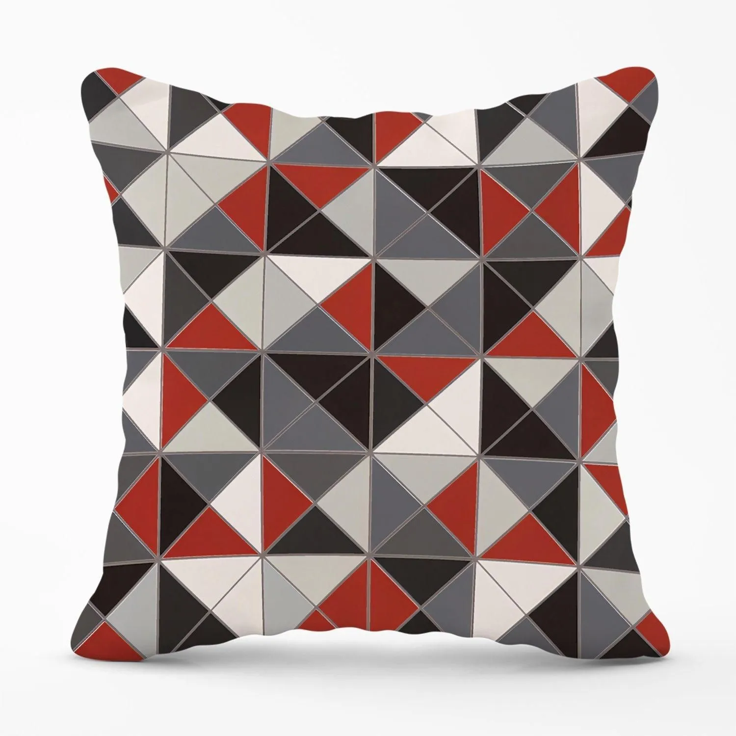 Warren Reed - Designer Grey Red Triangle Geometric Outdoor Cushion