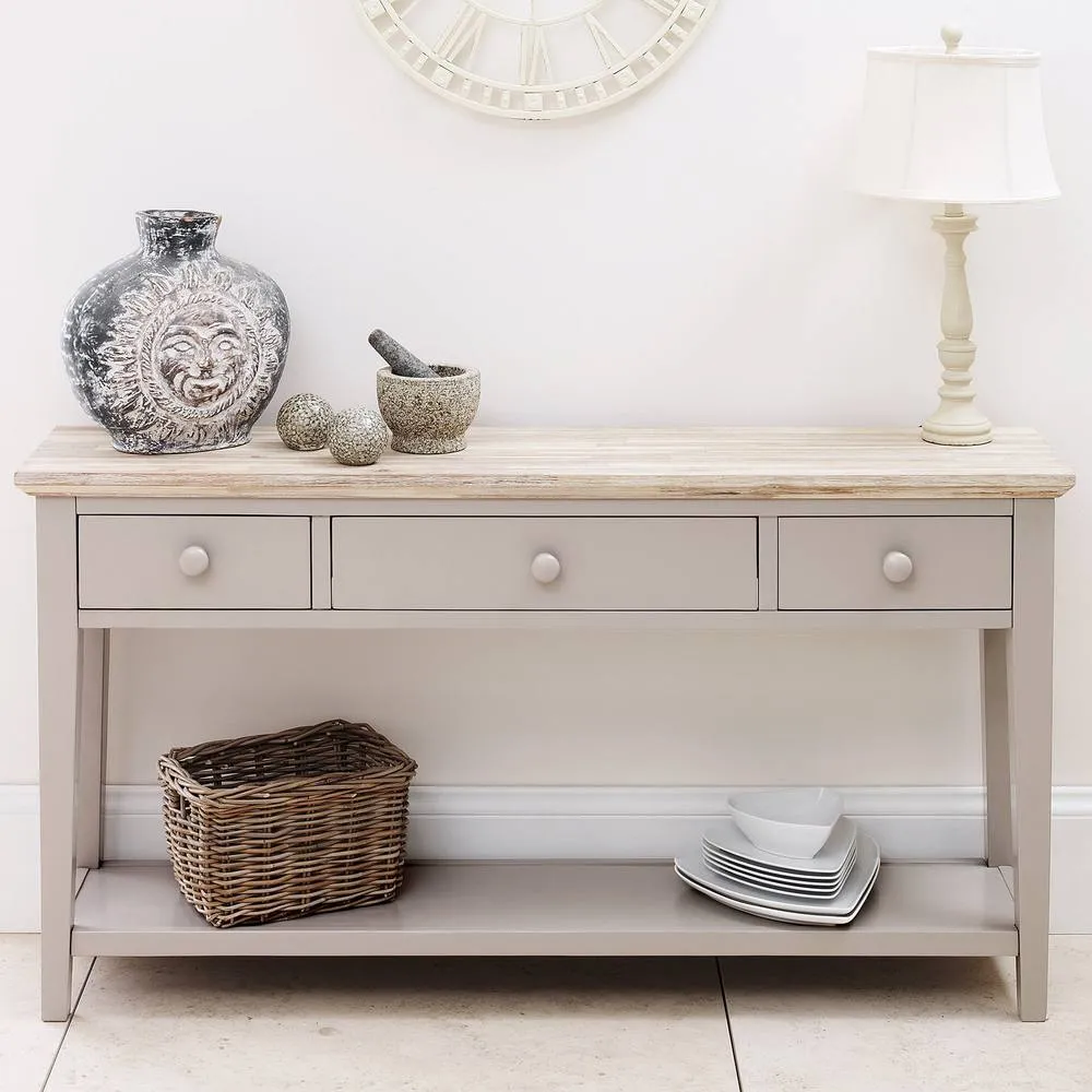Statement Furniture Florence Large Console Table with 3 Drawers in Taupe 1