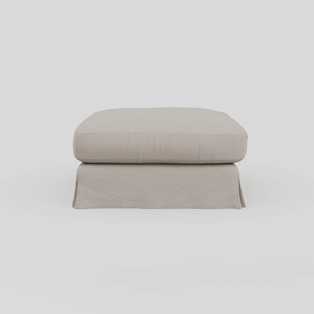 Heal's Tailor Loose Cover Footstool Capelo Linen Sea Salt Natural Beech Feet 1