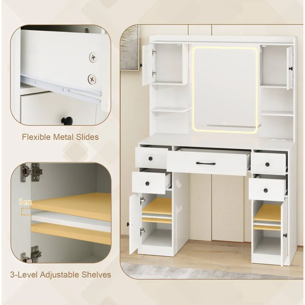 Costway Makeup Vanity Desk with Mirror - White 3