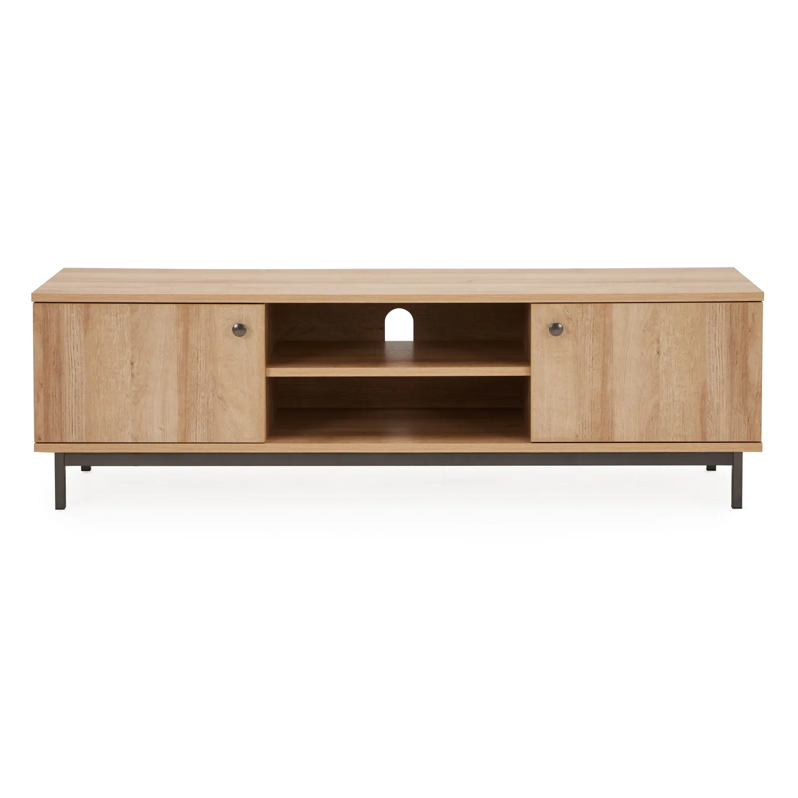Fulton Oak Effect Wide TV Stand Brown